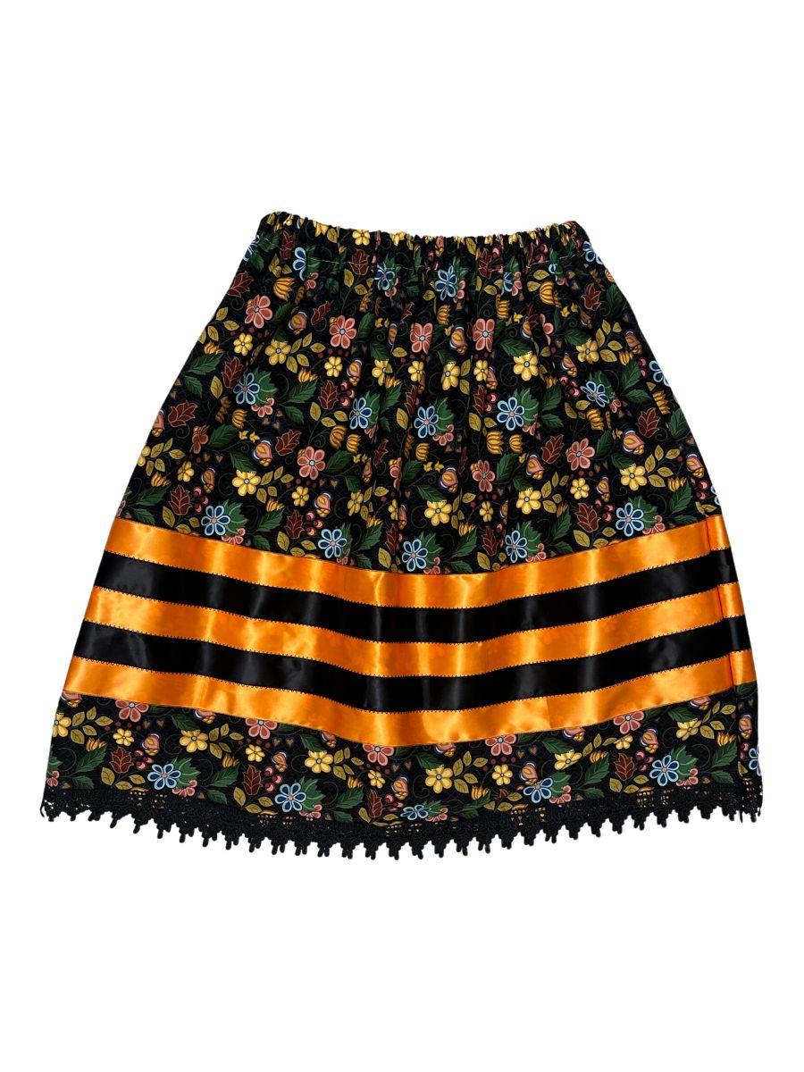 Children Flowers On Black Ribbon Skirt