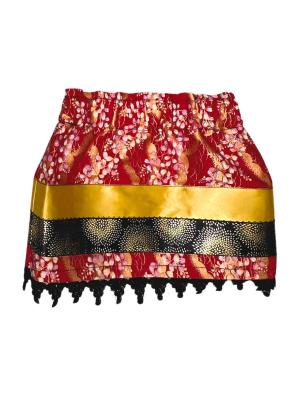 Children Flower Red Gold Ribbon Skirt