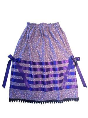 Adult Purple With Flowers Ribbon Skirt